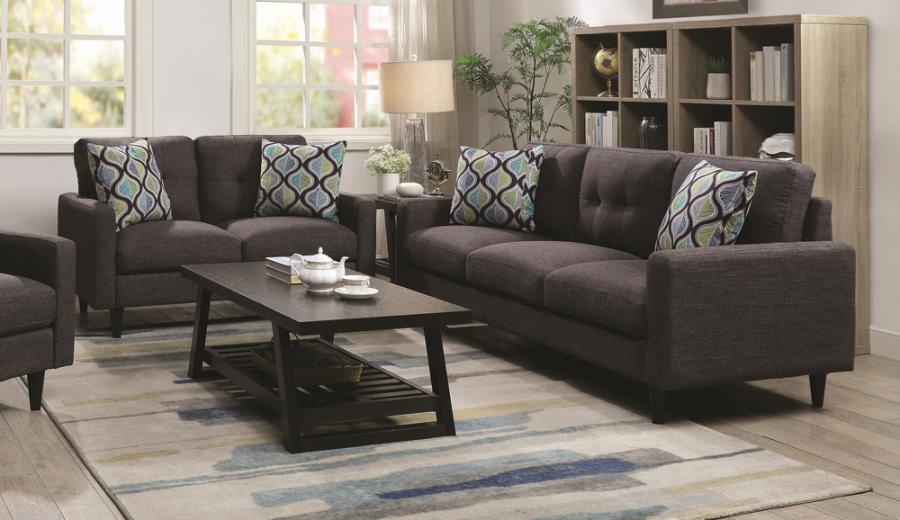Watsonville 2-piece Cushion Back Living Room Set Grey 552001-S2 Coaster FredCo