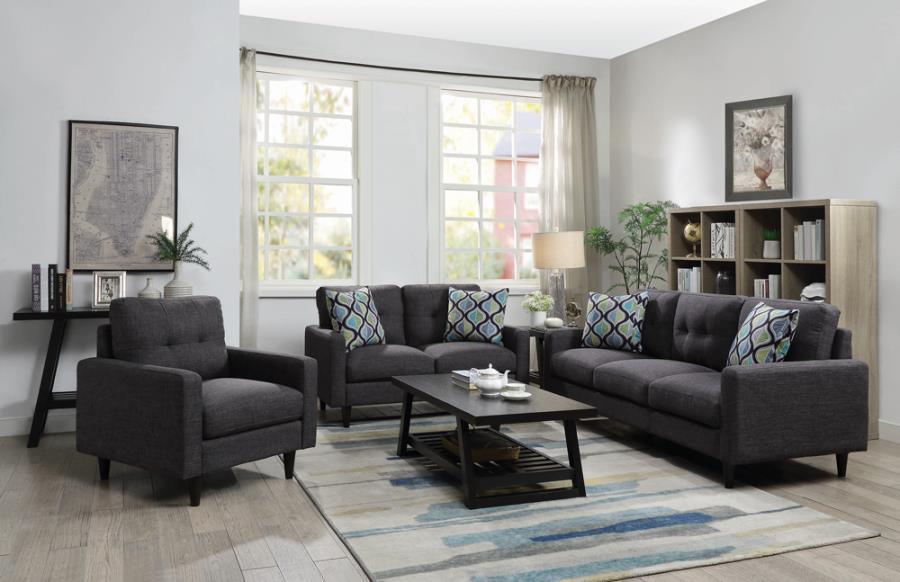 Watsonville 2-piece Cushion Back Living Room Set Grey 552001-S2 Coaster FredCo