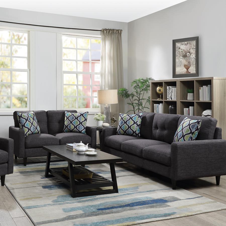 Watsonville 2-piece Cushion Back Living Room Set Grey 552001-S2 Coaster FredCo
