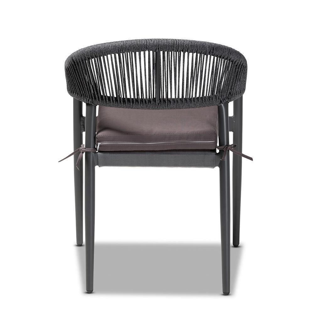 Wendell Modern and Contemporary Grey Finished Rope and Metal Outdoor Dining Chair FredCo