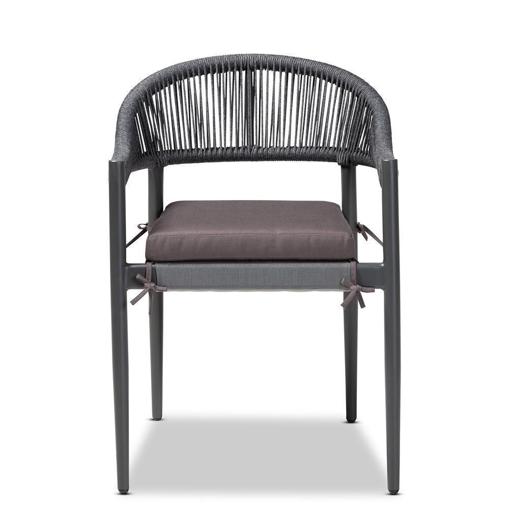 Wendell Modern and Contemporary Grey Finished Rope and Metal Outdoor Dining Chair FredCo