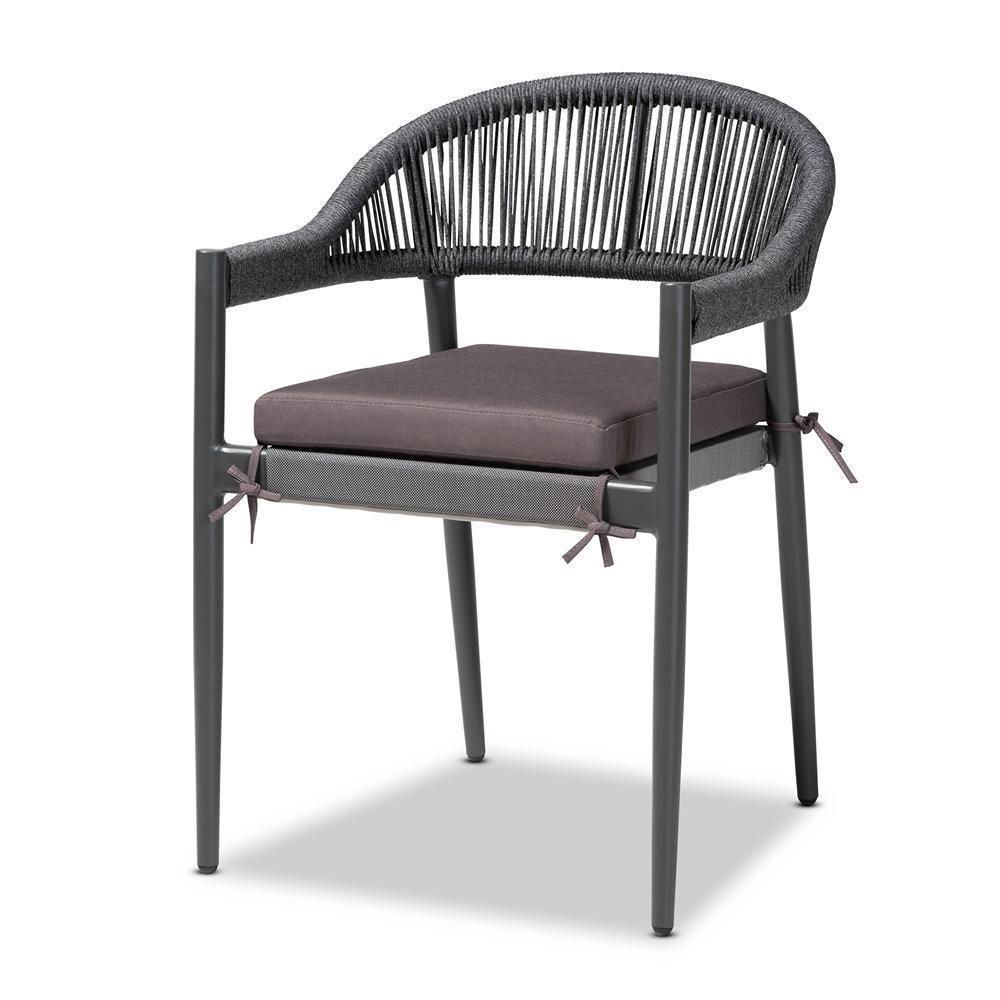 Wendell Modern and Contemporary Grey Finished Rope and Metal Outdoor Dining Chair FredCo