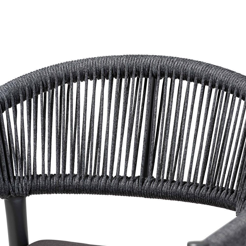 Wendell Modern and Contemporary Grey Finished Rope and Metal Outdoor Dining Chair FredCo