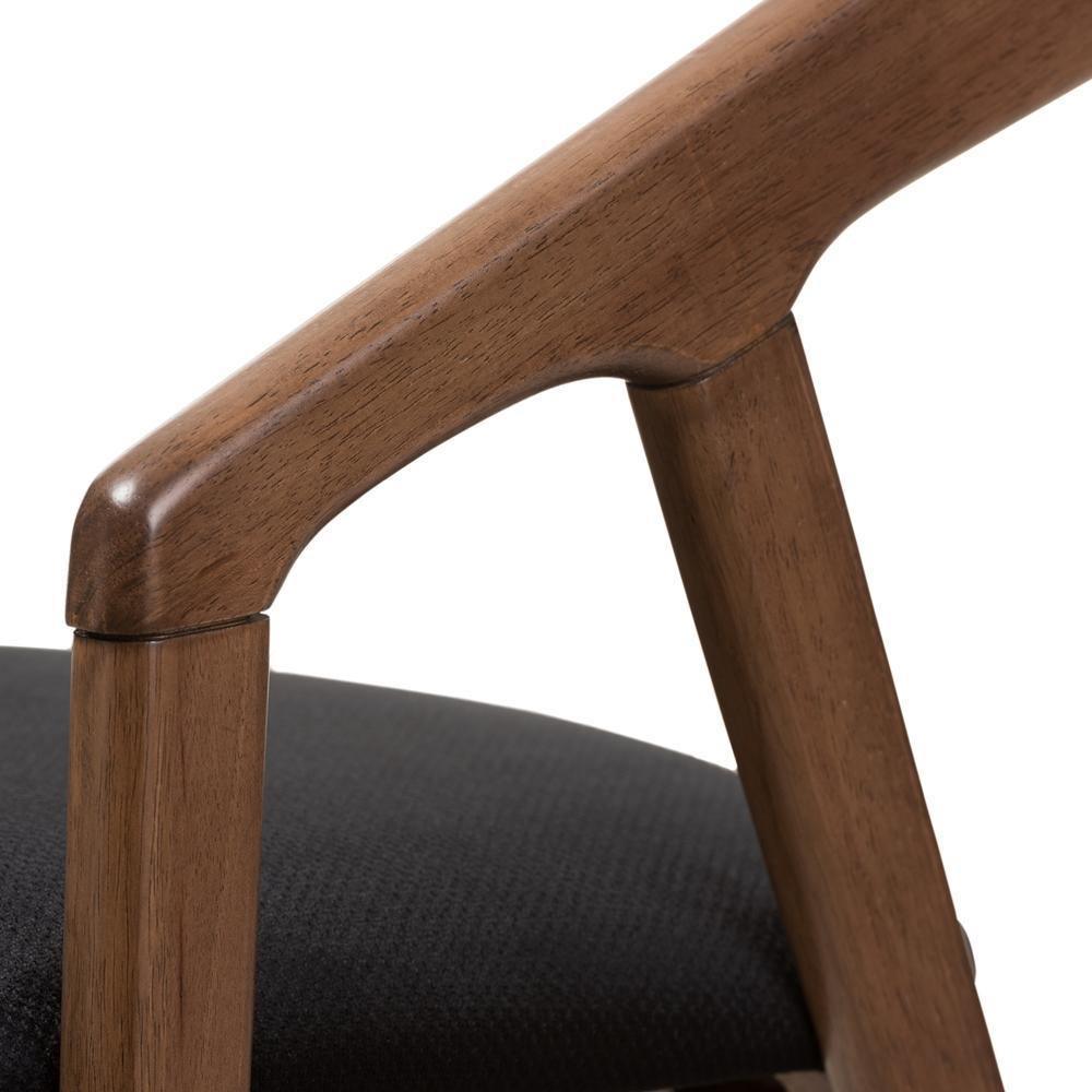 Wendy Mid-Century Modern Black Velvet and "Oak" Medium Brown Wood Finishing Dining Chair Set of 2 FredCo