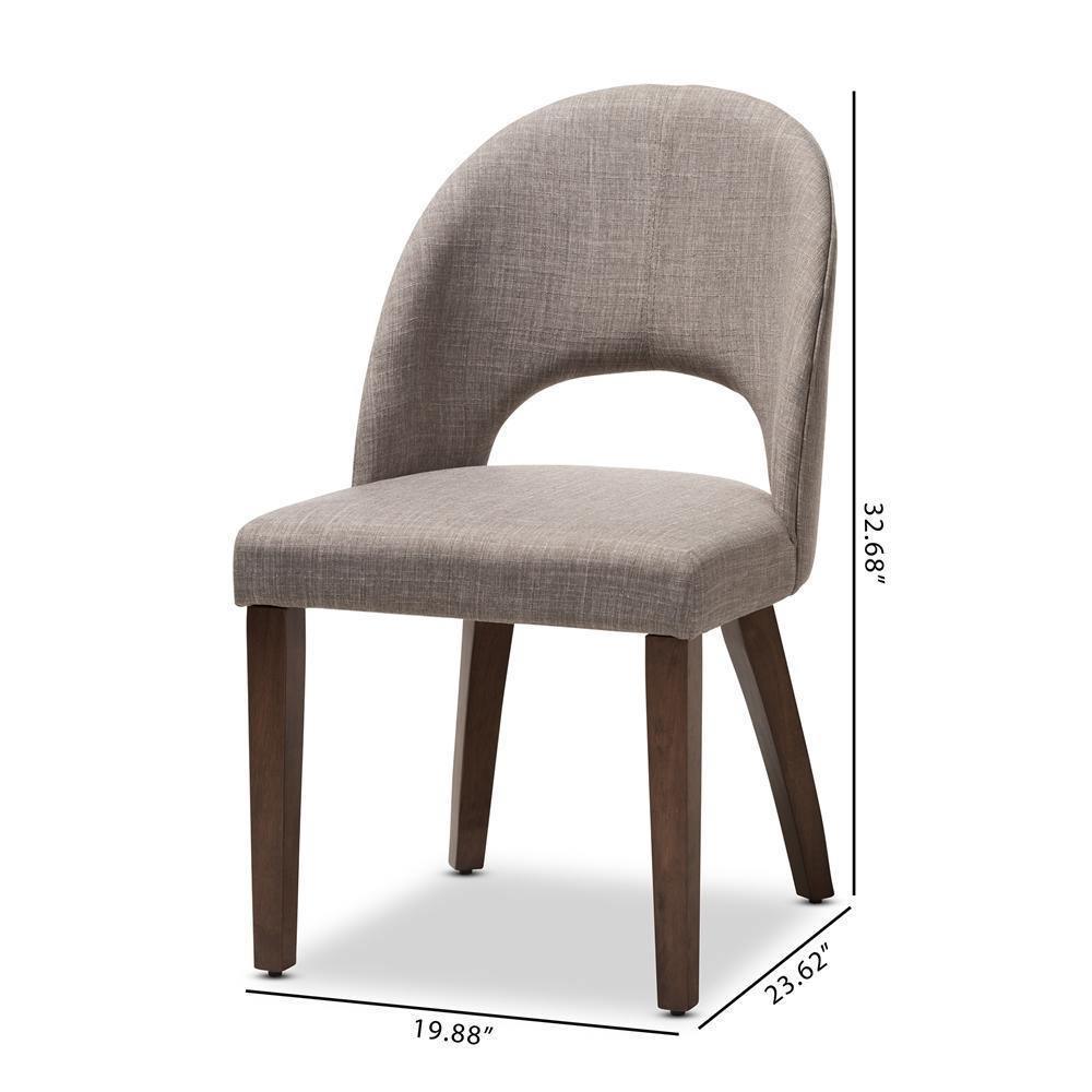 Wesley Mid-Century Modern Light Grey Fabric Upholstered Walnut Finished Wood Dining Chair (Set of 2) FredCo