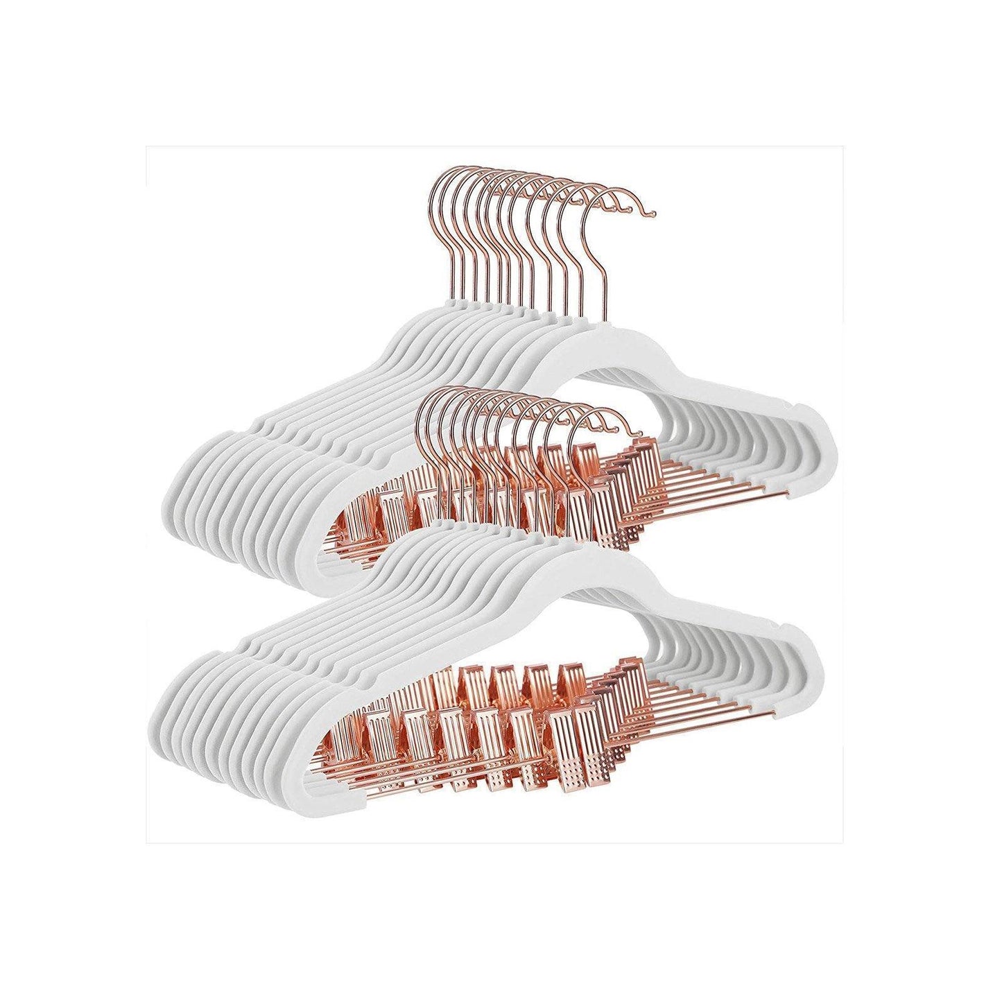 White 24-Pack Velvet Coat Hangers with Movable Clips FredCo