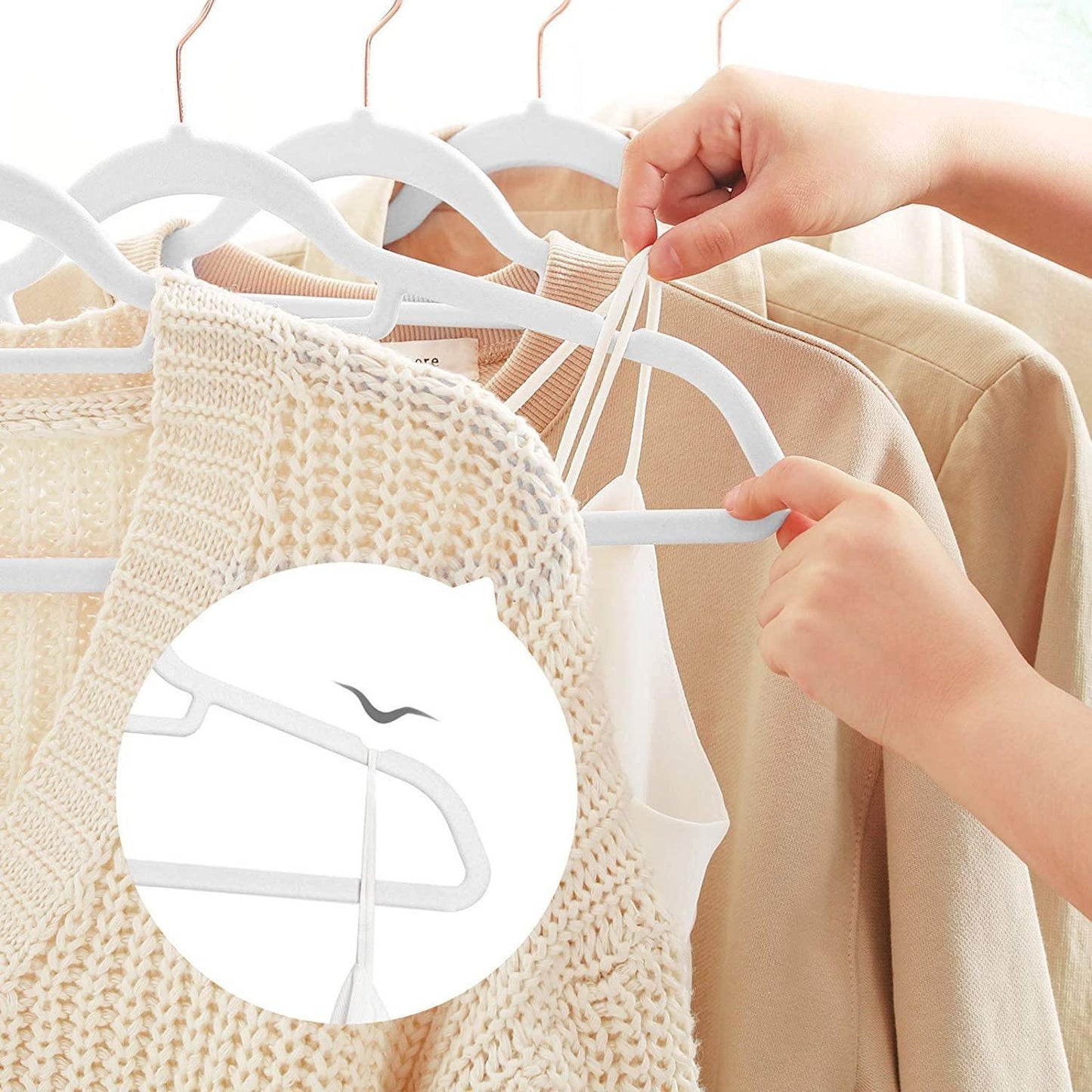 White 50 Pack Non-Slip Clothes Hangers FredCo