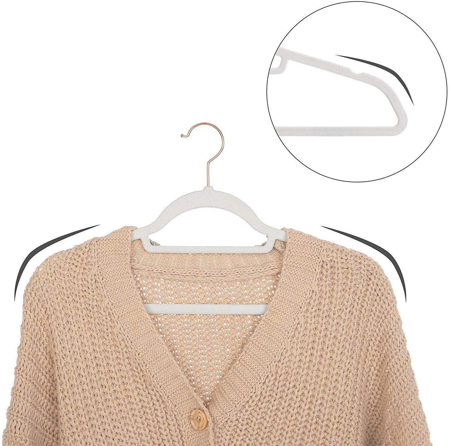 White 50 Pack Non-Slip Clothes Hangers FredCo