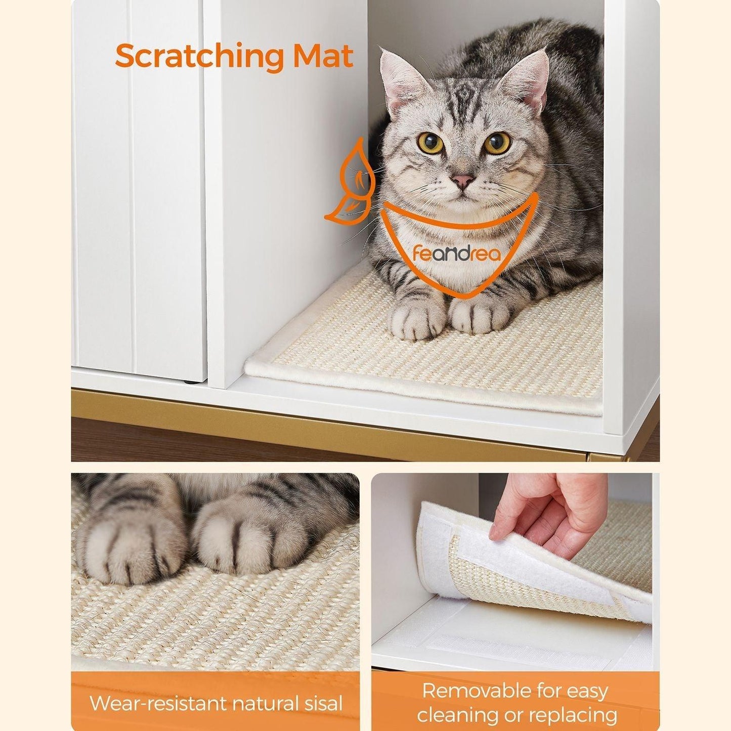 White and Gold Cat Litter Box Enclosure 31.5 inch FredCo