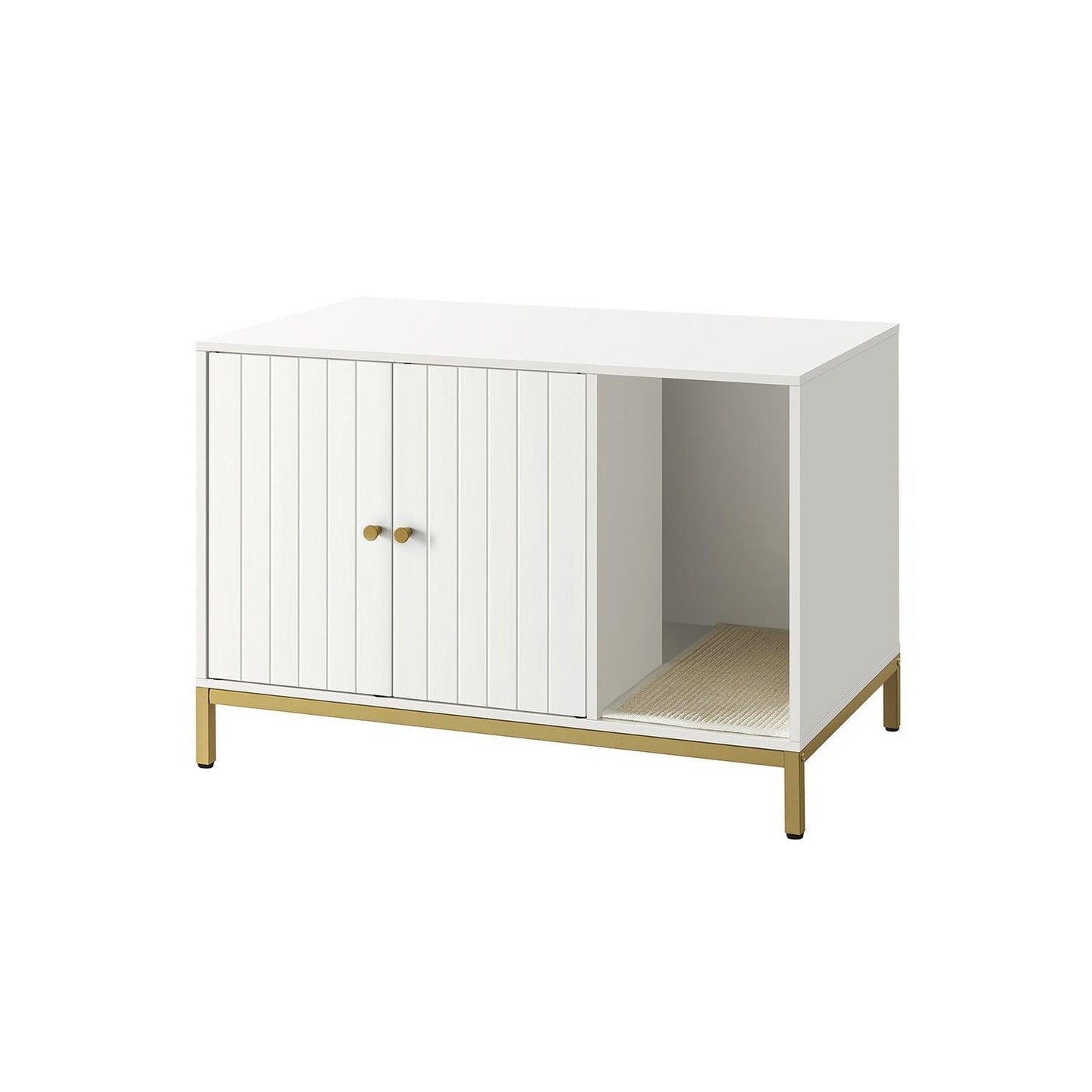 White and Gold Cat Litter Box Enclosure 31.5 inch FredCo