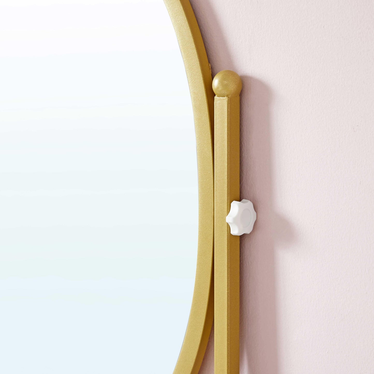 White & Gold Makeup Vanity Set with Oval Mirror FredCo