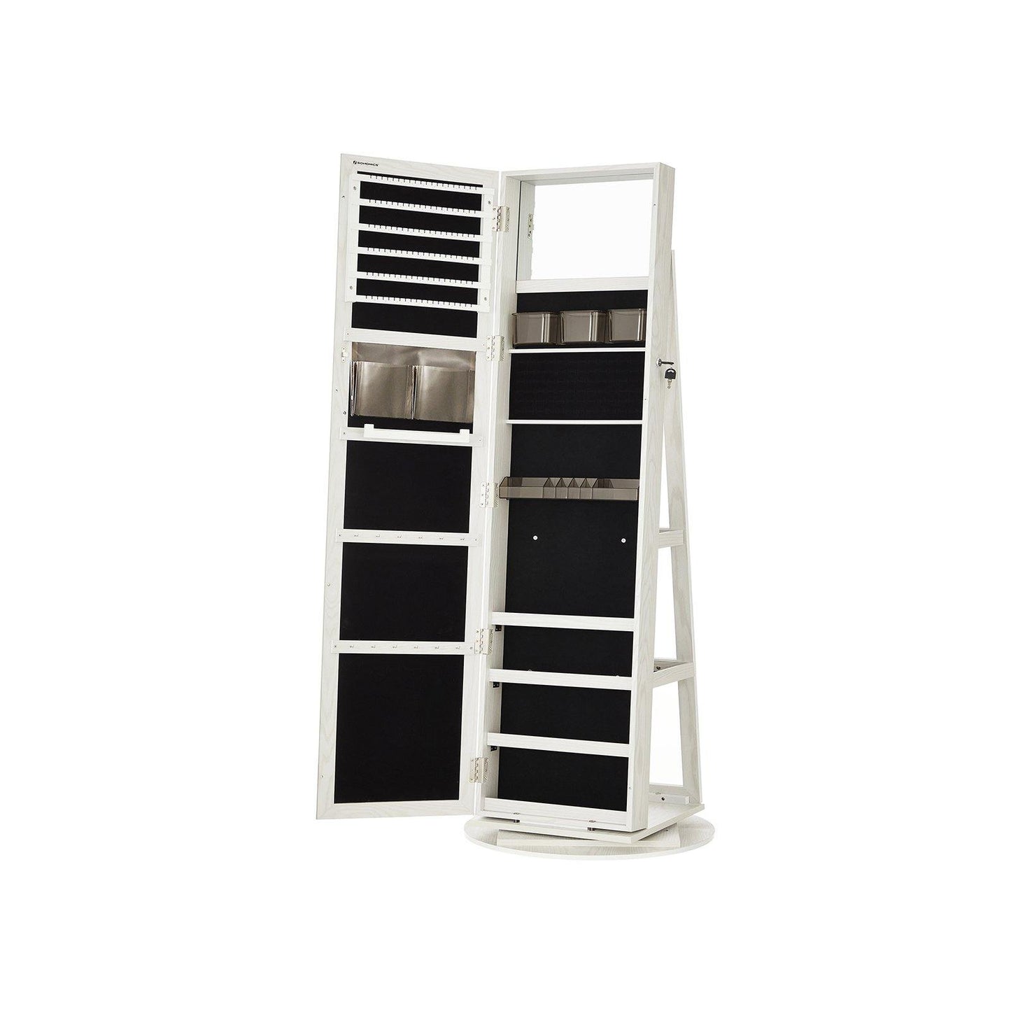 White Free-Standing Swivel Jewelry Armoire FredCo