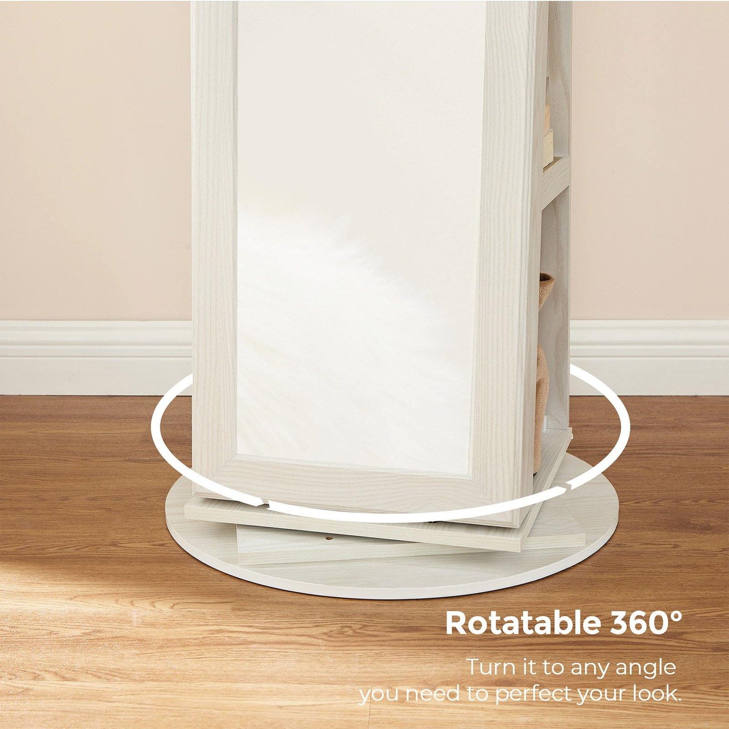 White Free-Standing Swivel Jewelry Armoire FredCo