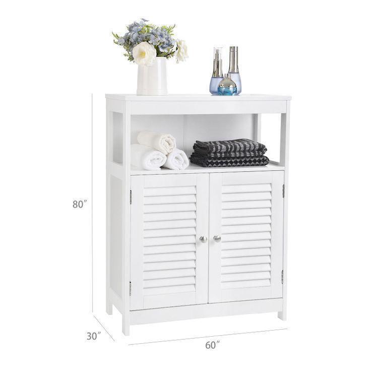 White Shutter Door Bathroom Cabinet 31" High FredCo