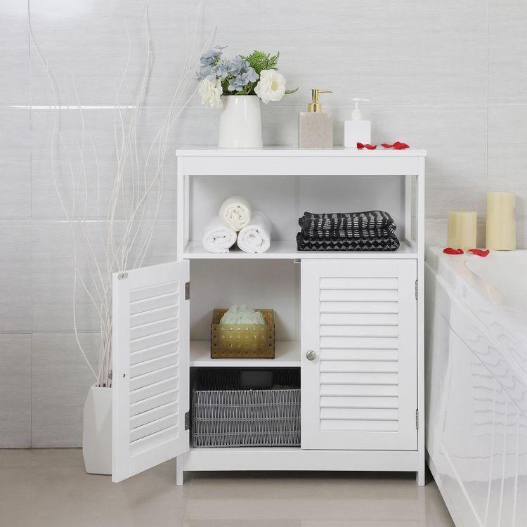 White Shutter Door Bathroom Cabinet 31" High FredCo