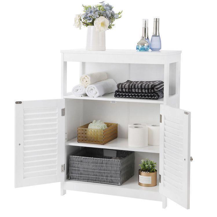 White Shutter Door Bathroom Cabinet 31" High FredCo