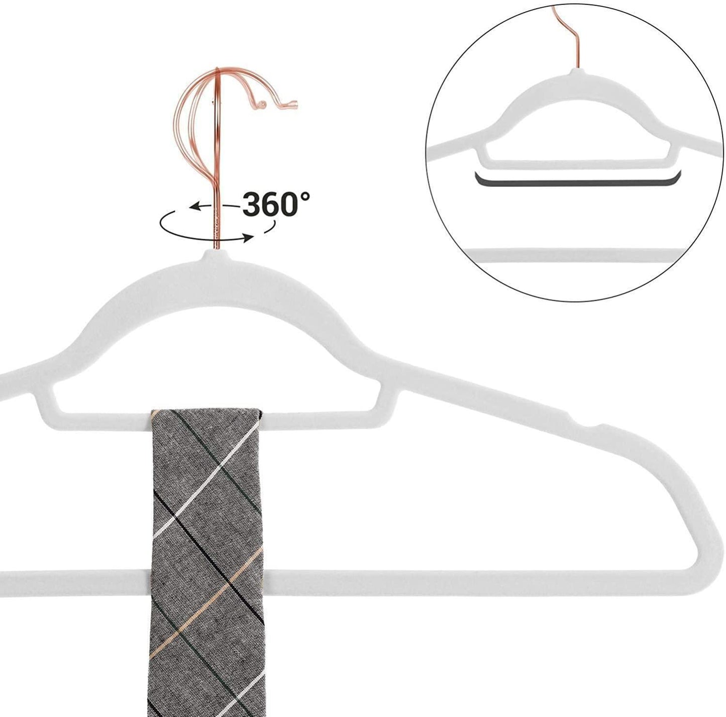 White Velvet Hangers 30 Pack for Home Storage FredCo