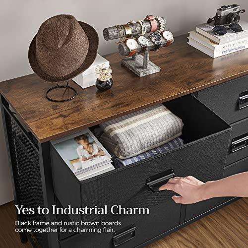Wide Storage Dresser with 6 Drawers, Rustic Brown FredCo