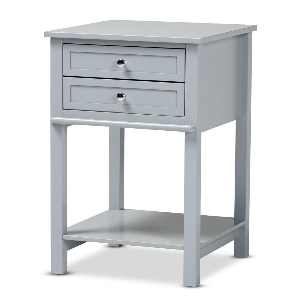 Willow Modern Transitional Light Grey Finished 2-Drawer Wood Nightstand FredCo