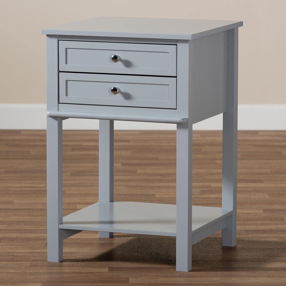 Willow Modern Transitional Light Grey Finished 2-Drawer Wood Nightstand FredCo