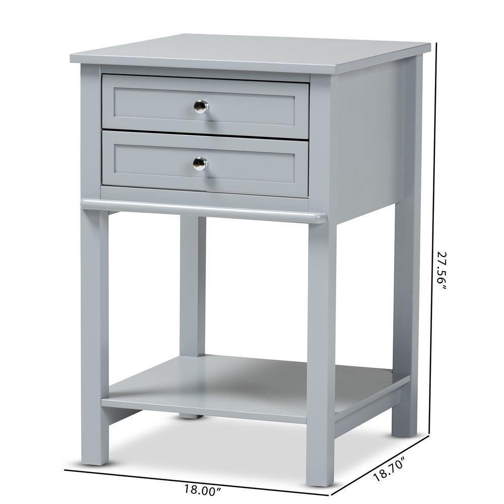 Willow Modern Transitional Light Grey Finished 2-Drawer Wood Nightstand FredCo