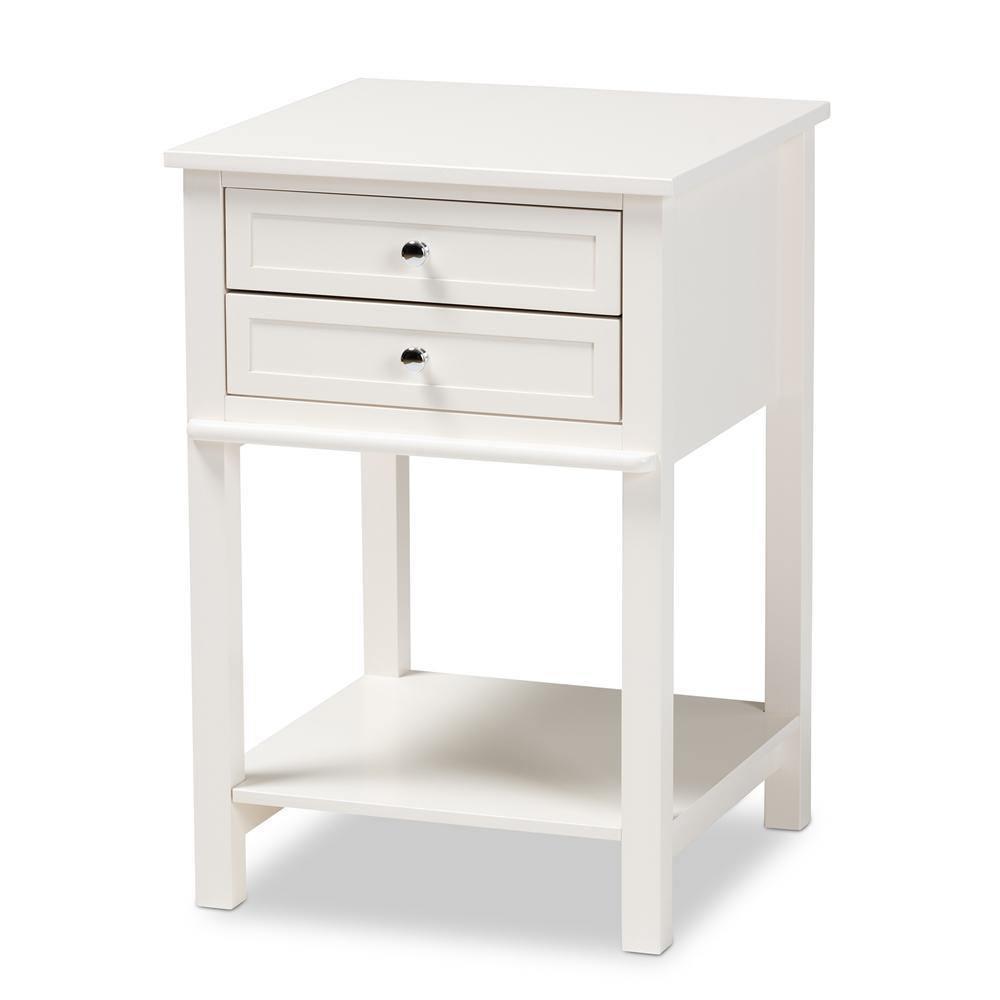 Willow Modern Transitional White Finished 2-Drawer Wood Nightstand FredCo