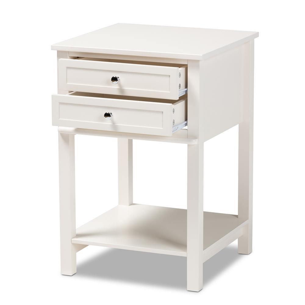 Willow Modern Transitional White Finished 2-Drawer Wood Nightstand FredCo