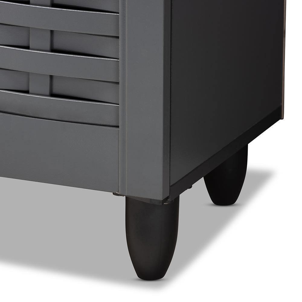 Winda Modern and Contemporary Dark Gray 4-Door Wooden Entryway Shoe Storage Cabinet FredCo