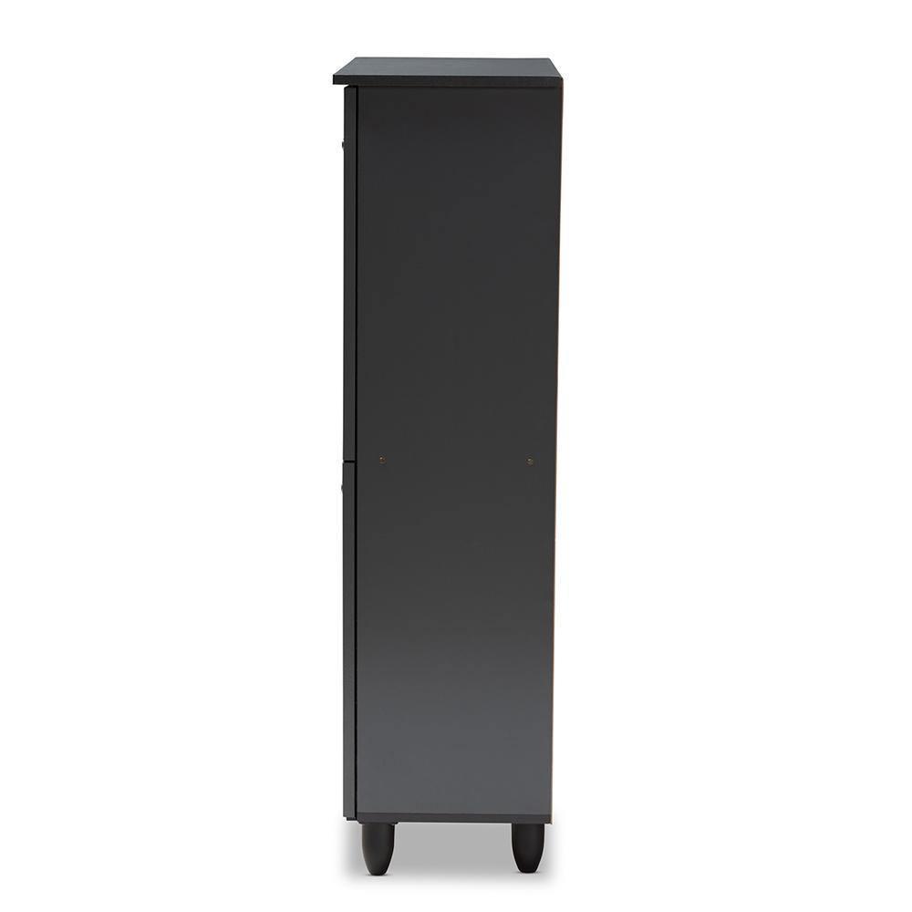 Winda Modern and Contemporary Dark Gray 4-Door Wooden Entryway Shoe Storage Cabinet FredCo