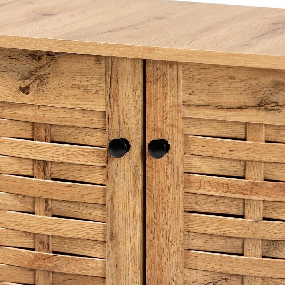 Winda Modern and Contemporary Oak Brown Finished Wood 2-Door Shoe Cabinet FredCo