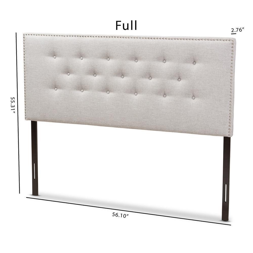 Windsor Modern and Contemporary Greyish Beige Fabric Upholstered Queen Size Headboard FredCo