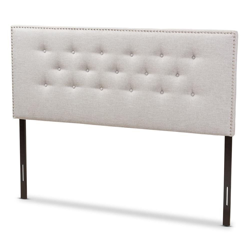 Windsor Modern and Contemporary Greyish Beige Fabric Upholstered Queen Size Headboard FredCo