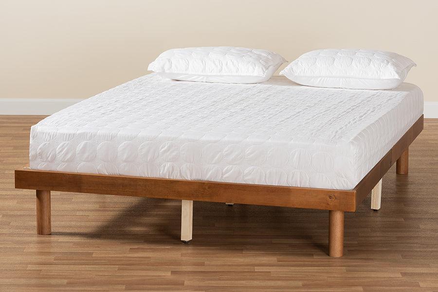 Winston Mid-Century Modern Walnut Brown Finished Wood King Size Platform Bed frame FredCo