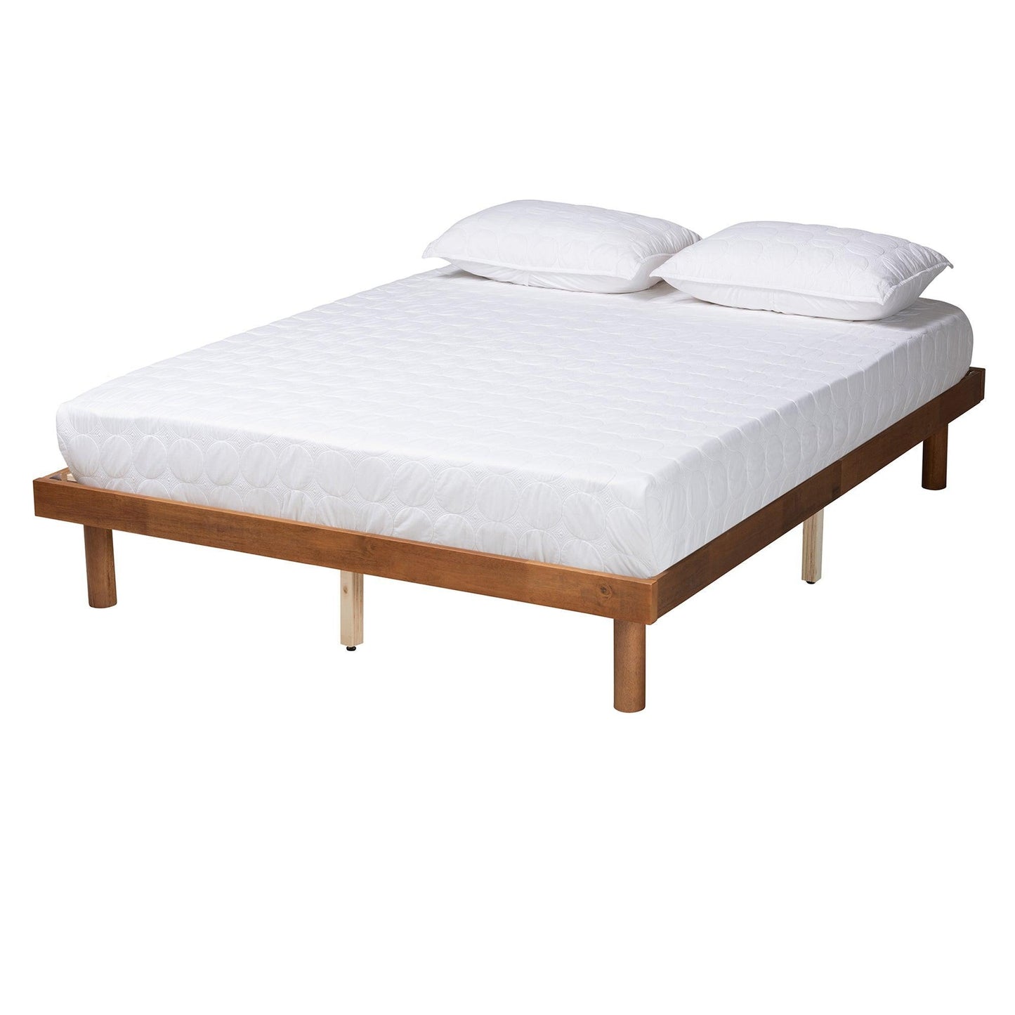 Winston Mid-Century Modern Walnut Brown Finished Wood King Size Platform Bed frame FredCo