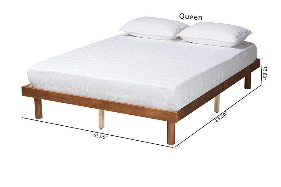 Winston Mid-Century Modern Walnut Brown Finished Wood Queen Size Platform Bed frame FredCo