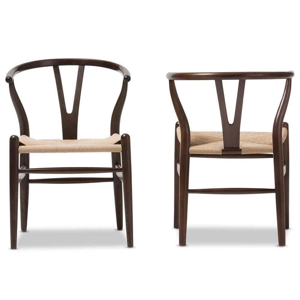 Wishbone Chair - Dark Brown Wood Y Chair (Set of 2) FredCo