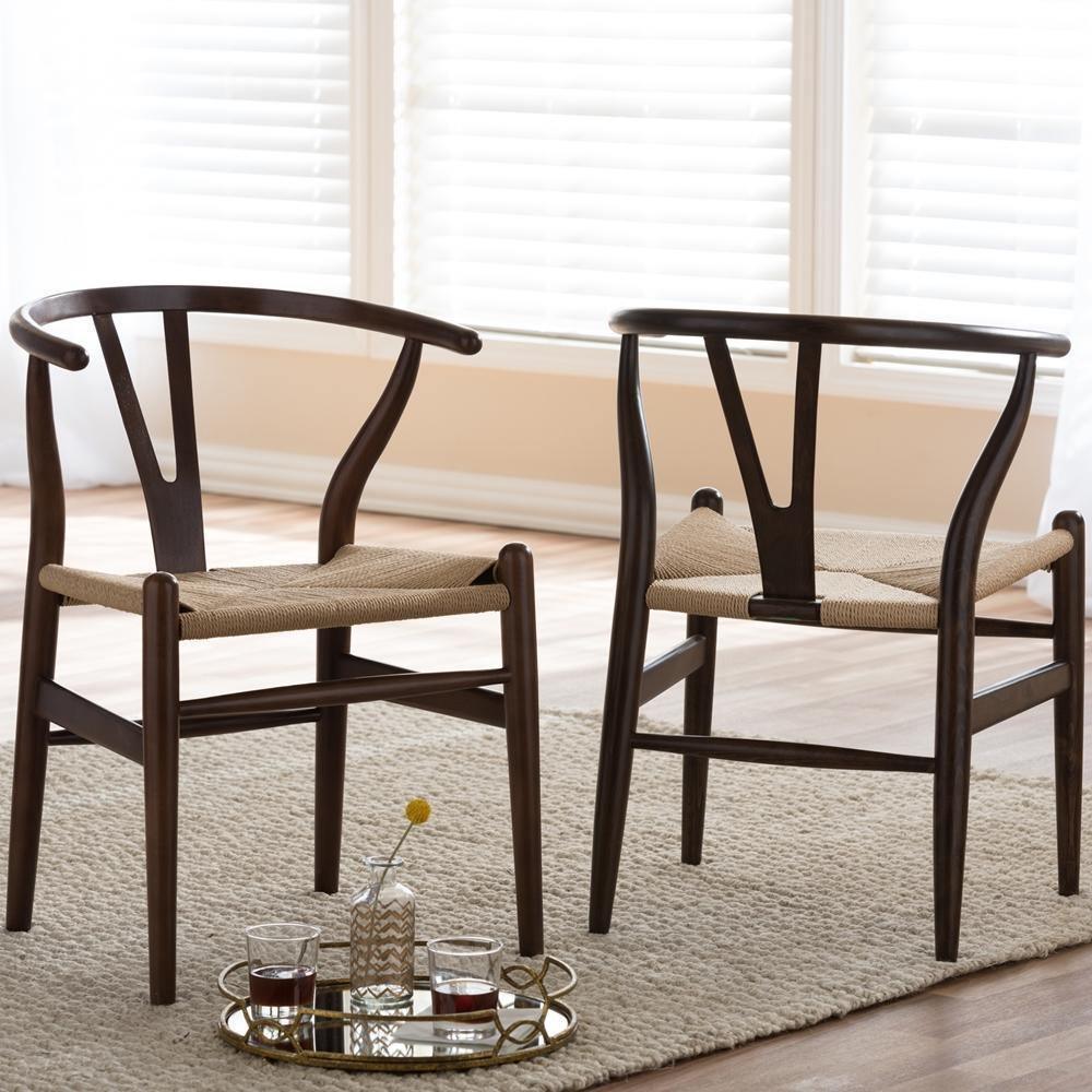 Wishbone Chair - Dark Brown Wood Y Chair (Set of 2) FredCo