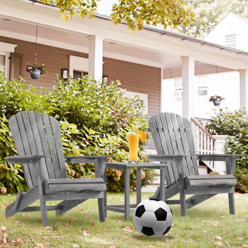Wood Lounge Patio Chair Outdoor Wooden Folding Adirondack Chair Set of 2 Solid Cedar FredCo