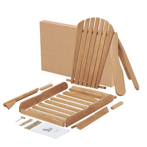 Wood Lounge Patio Chair Outdoor Wooden Folding Adirondack Chair Set of 2 Solid Cedar FredCo