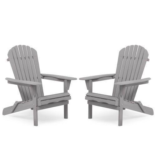 Wood Lounge Patio Chair Outdoor Wooden Folding Adirondack Chair Set of 2 Solid Cedar FredCo