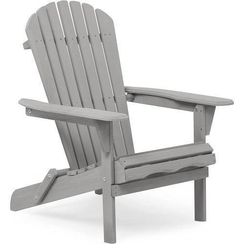 Wood Lounge Patio Chair Outdoor Wooden Folding Adirondack Chair Set of 2 Solid Cedar FredCo