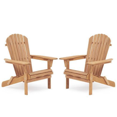 Wood Lounge Patio Chair Outdoor Wooden Folding Adirondack Chair Set of 2 Solid Cedar FredCo