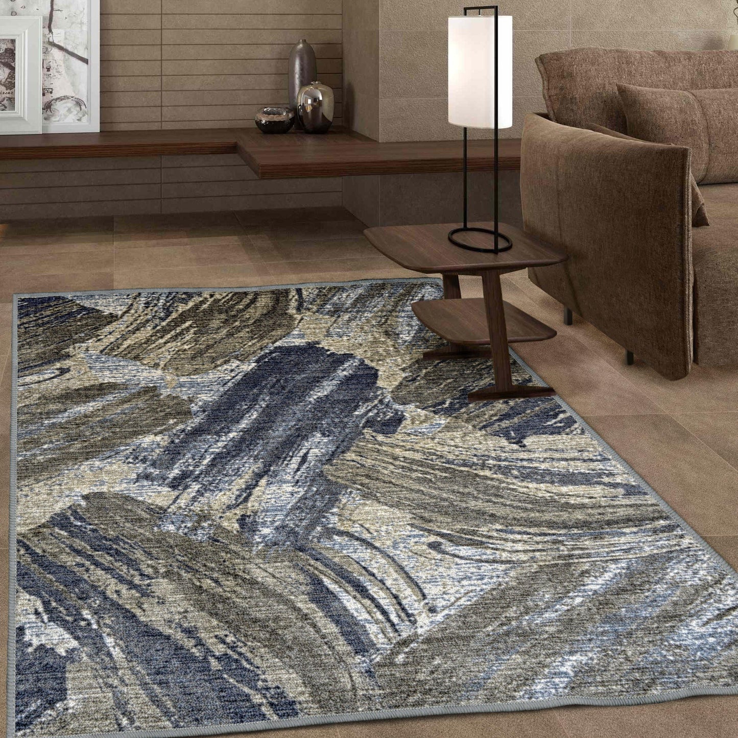 Xander Non-Slip Abstract Paint Pattern Nylon Foldable Rug FredCo