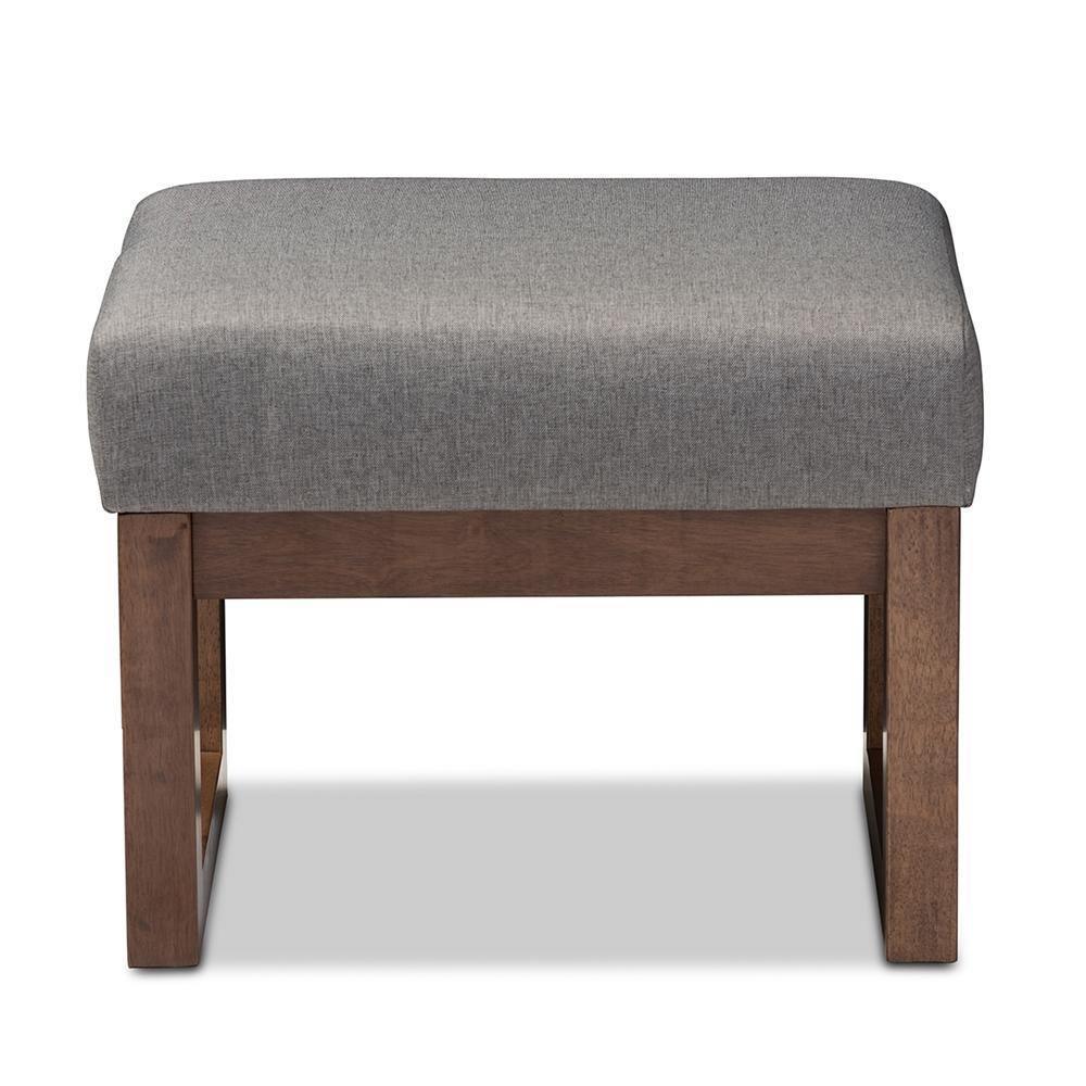 Yashiya Mid-century Retro Modern Grey Fabric Upholstered Ottoman Stool FredCo