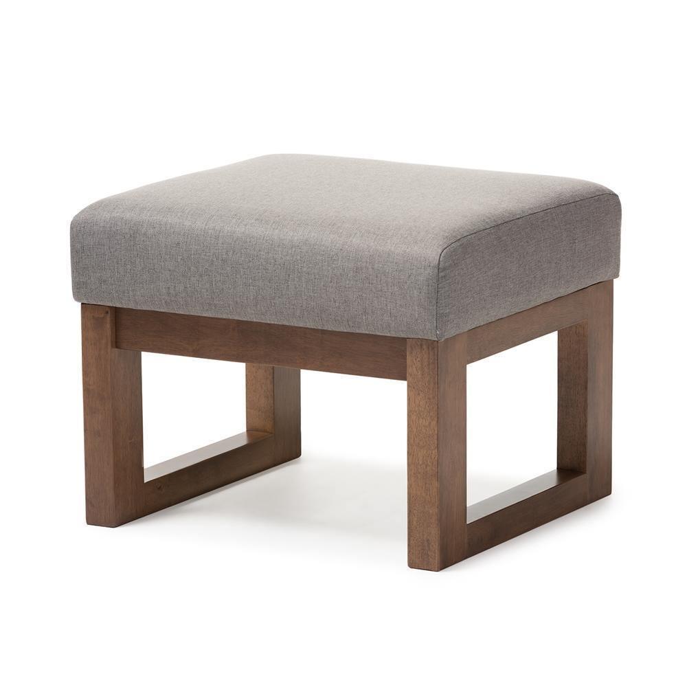 Yashiya Mid-century Retro Modern Grey Fabric Upholstered Ottoman Stool FredCo