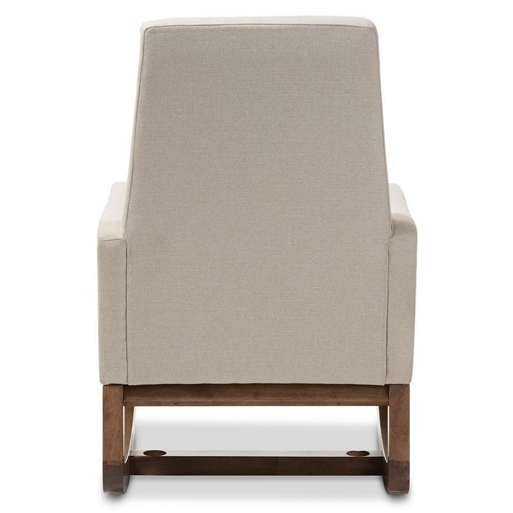 Yashiya Mid-century Retro Modern Light Beige Fabric Upholstered Rocking Chair FredCo