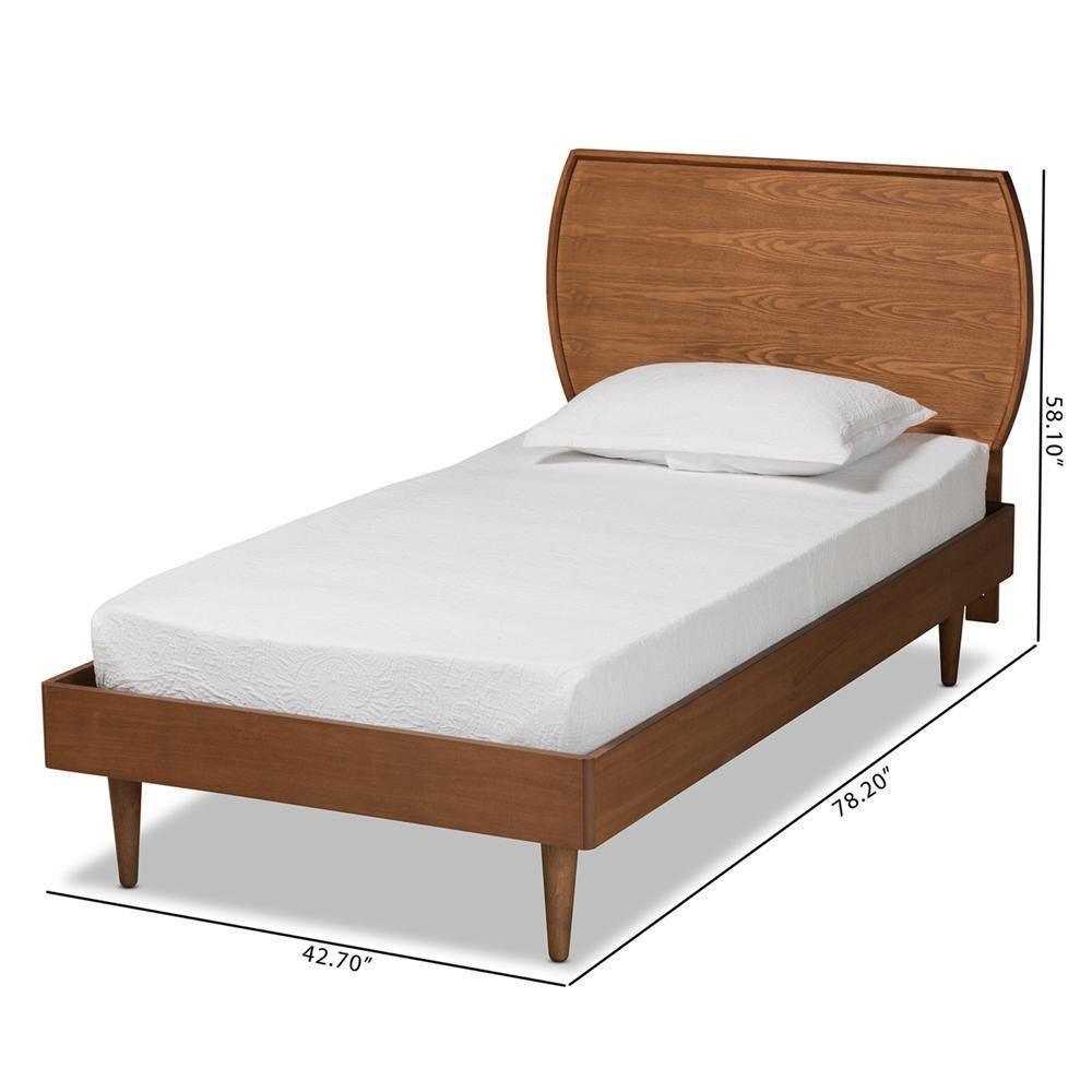 Yori Mid-Century Modern Walnut Brown Finished Wood Twin Size Platform Bed FredCo