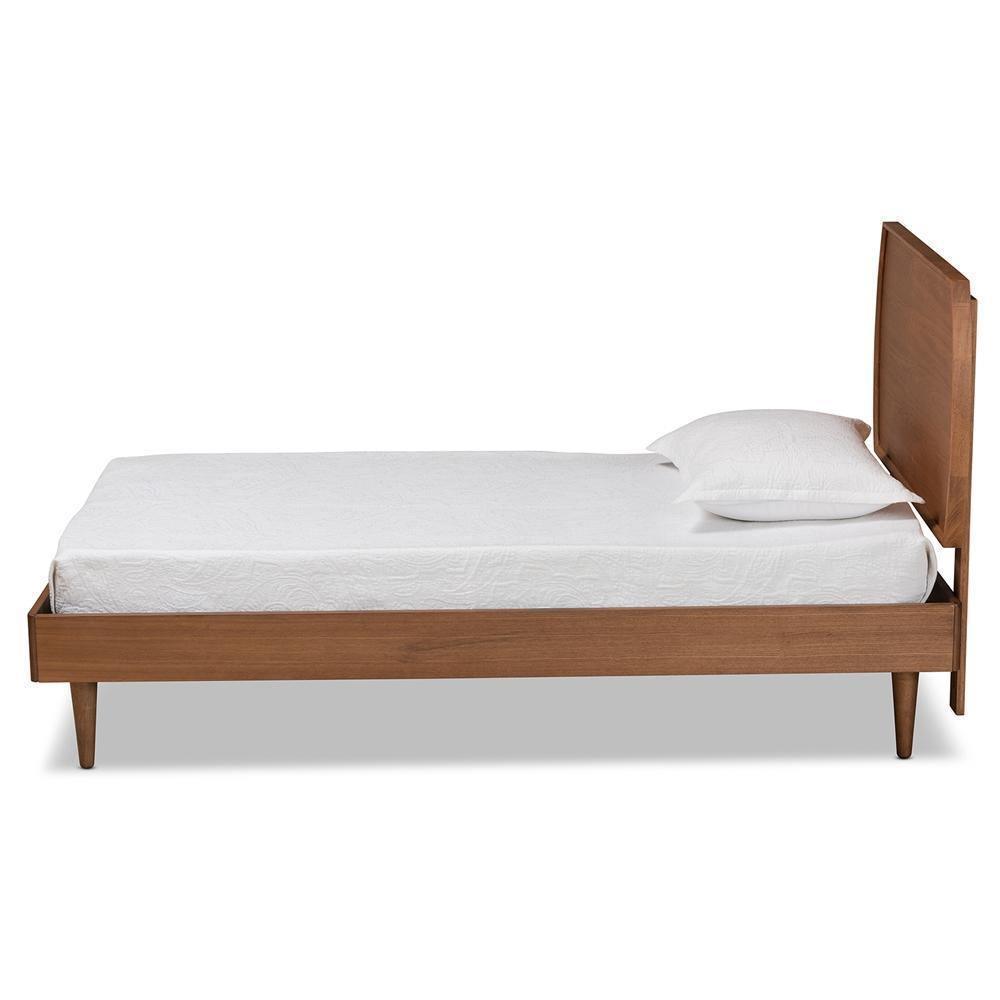 Yori Mid-Century Modern Walnut Brown Finished Wood Twin Size Platform Bed FredCo