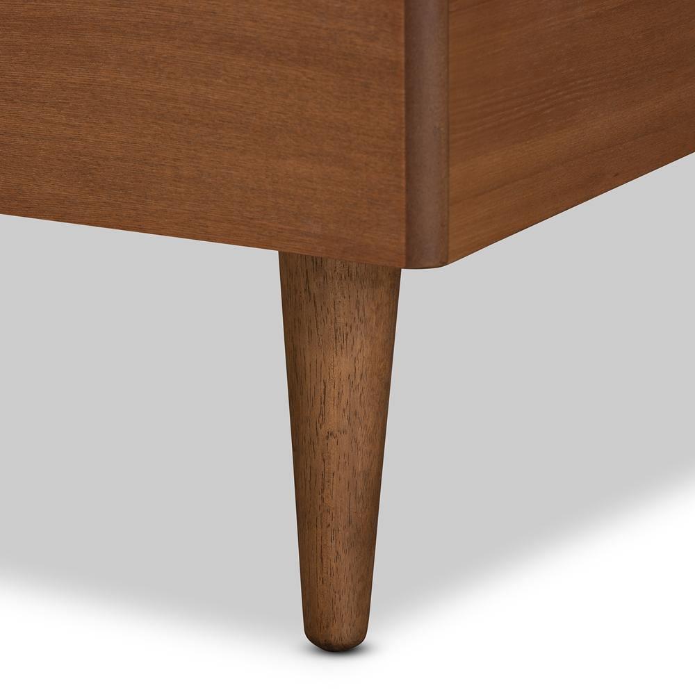 Yori Mid-Century Modern Walnut Brown Finished Wood Twin Size Platform Bed FredCo