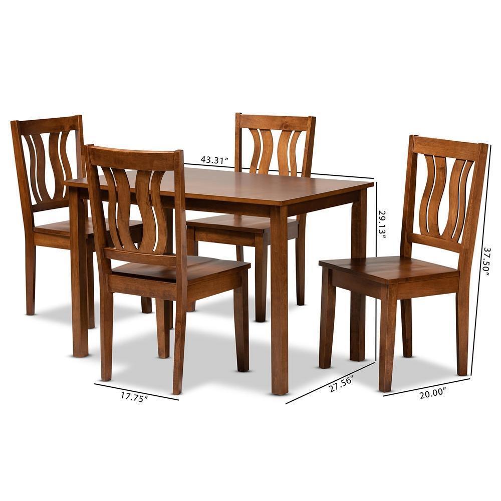 Zamira Modern and Contemporary Transitional Walnut Brown Finished Wood 5-Piece Dining Set FredCo